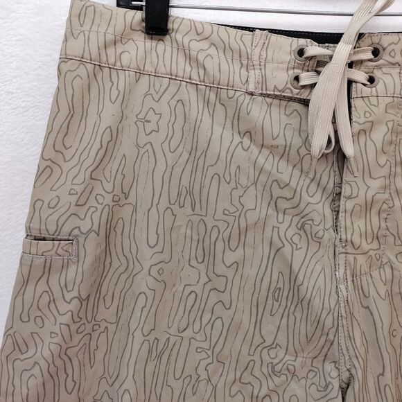 AFTCO Board Short Men 34 Brown Camo Cargo Fishing Performance Stretch Swim Trunk - Picture 4 of 10